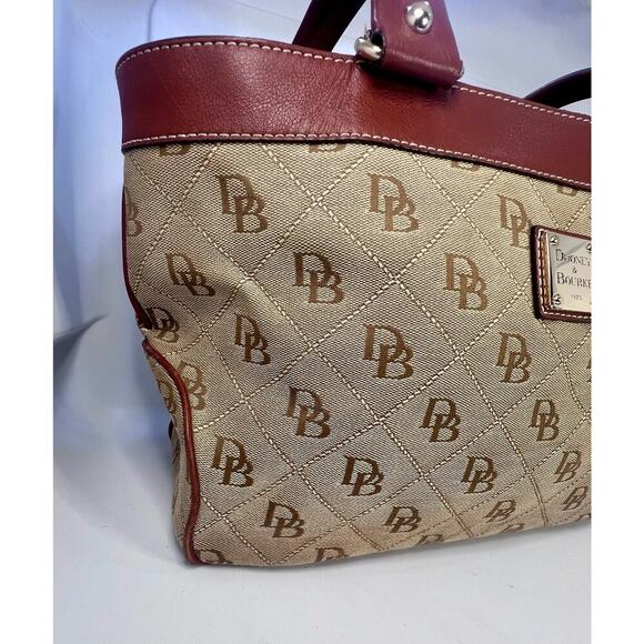FINAL CLEARANCE! Dooney & Bourke AUTHENTIC VINTAGE Tan & Brown Handbag Purse - Picture 2 of 14